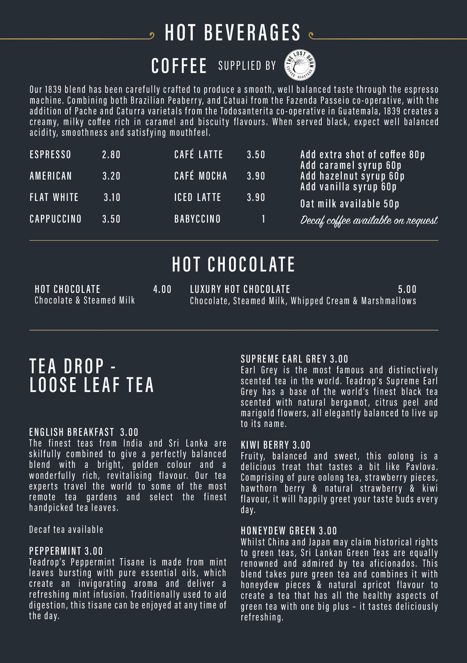 Hot beverages new Hot beverages new